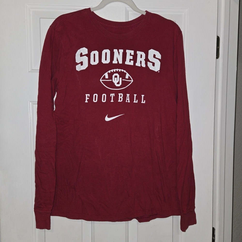 Oklahoma Sooners Football Nike Long Sleeve T-Shirt NCAA Maroon Collegiate
